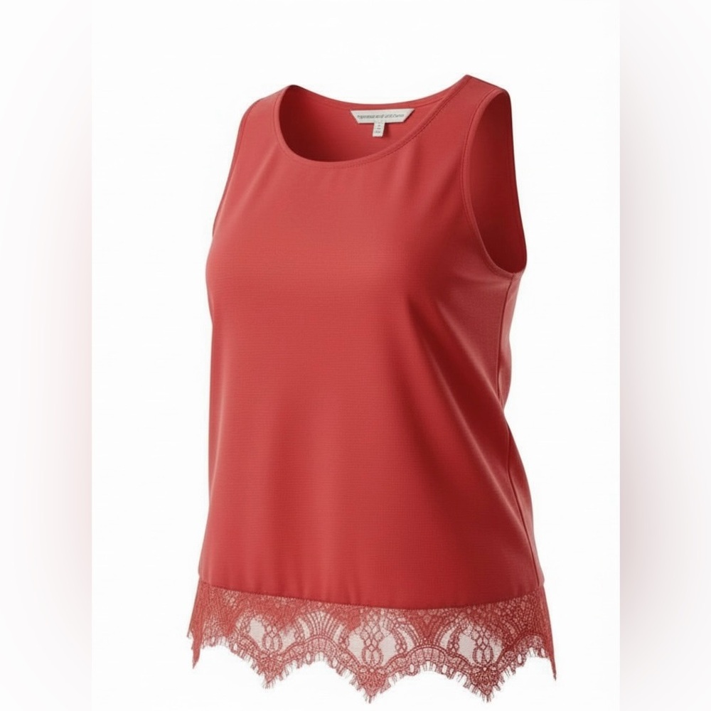 cupcakes & cashmere Red Lace Trim Blouse